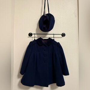 Vintage F.W. Fischer Toddler Wool Pea Coat and Hat Set